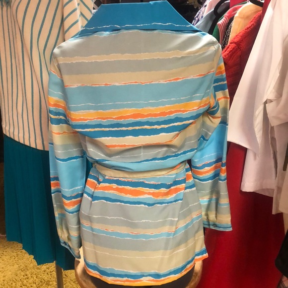 Vintage 1970’s - Alex Coleman- rare find- tunic top, nwot - belted- sunset tones - Picture 3 of 11